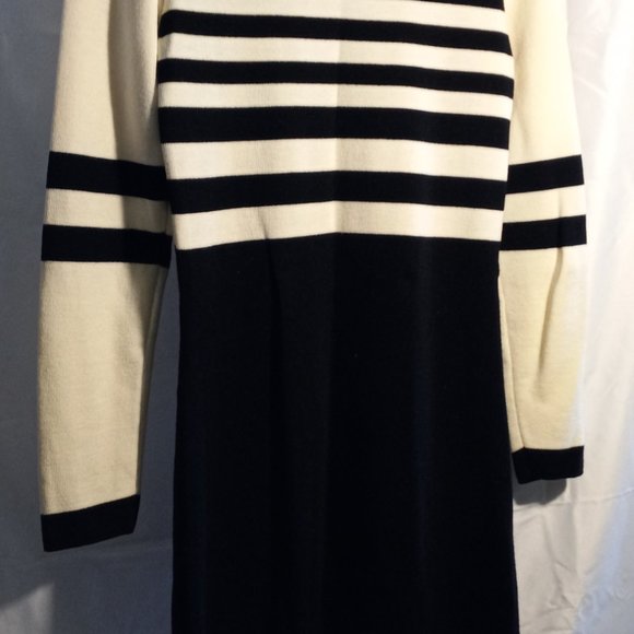 SAINT JAMES L'ATELIER - STRIPED SWEATER DRESS - BLACK/WHITE - SIZE 8 (EUC) - Picture 2 of 3